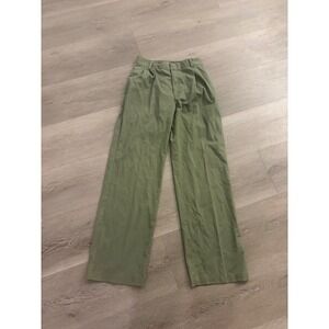 Aritzia Tna Supply Chino Pants Olive Green Wide Leg High Rise Pleated‎ Size 6